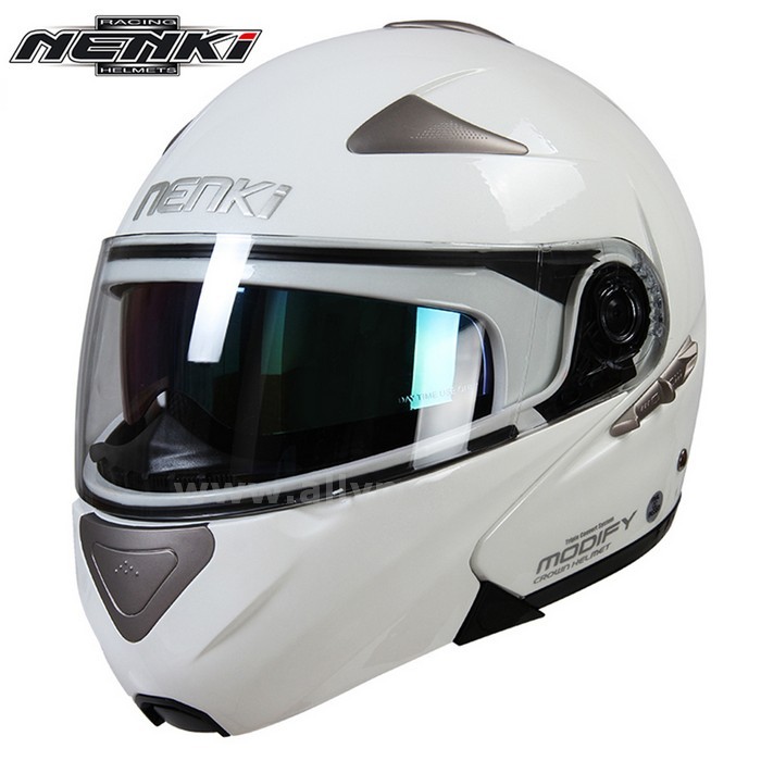 129 Nenki Men Women Full Face Racing Helmet Street Motorbike Modular Flip Up Dual Visor Sun Shield Lens Dot@4